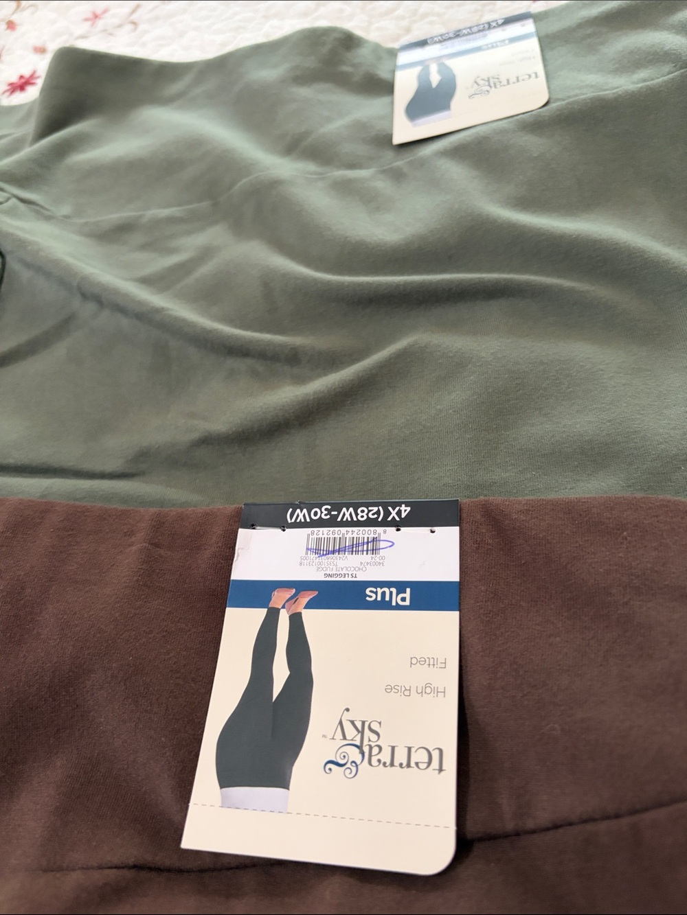 Terra & Sky Olive and Brown Plus-Size High-Rise Trousers